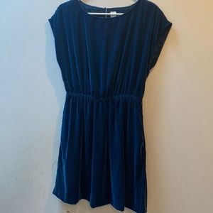 Peacock Blue Velvet Sleeveless Dress-brand new